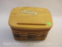 Longaberger Recipe Basket with Lid and Unused Recipe Card Set, 2 lbs