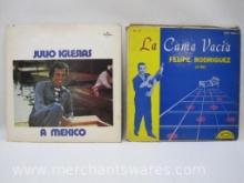 Two Vinyl Record Albums, Julio Iglesias: A Mexico and Felipe Rodriguez: La Cama Vacia, 1 lb 4 oz