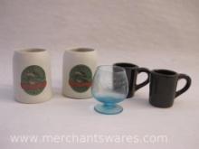 Five Miniature Steins and Glass Goblet including Moosehead Beer and more, 11 oz