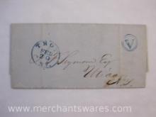 Stampless Cover Blue Stamp Troy NY to Utica NY Feb 20 1847