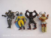 Four Power Rangers Villains Action Figures including Knasty Knight, Evil Space Alien Peckster, Slash