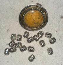 Interesting Brown Stone ring and Mini Buddha Heads Beads
