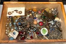 Wood Box Filled With Jewelry