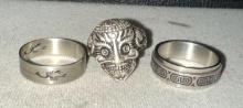 Ring Lot- Including Pewter face ring sizes 9 1/2, 12 and 12 1/2