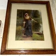 Framed "A Rustic Beauty" 1912 Print by William Affleck 20" x 25"