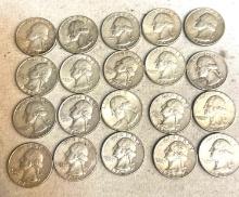 20 Silver Quarters 1964