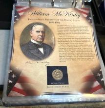 Binder with US President $1 Coin Collection- 14 Presidents ( Each One has $1 Coin and 2 stamps)