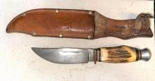 York Cutlery Solingen Germany Hunting Knife with Sheath 4 3/4" Blade 8 3/4" total knife Length