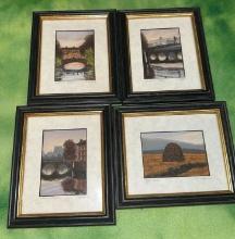 4 Pieces of Signed/Framed Art prints Peoples art Hall Dublin Ireland