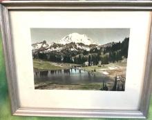 Vintage Framed Print of Mt. Rainier