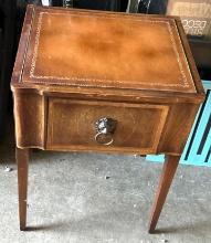 Vintage Phone table with Leather Top 26" x 19"