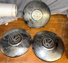 3 Vintage Original Volkswagen Super Beatle Dog Dish Hubcaps