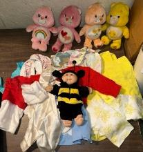 Vintage Cabbage patch Clothes and Doll and 4 Carebears