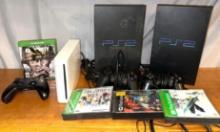 2- PS2 Consoles w/2 Controllers, 3-PS Games, Wii Console, XBox One Controller and Game- Untested