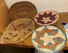 3 Native American Baskets and VTG Makah Indian Basket Tray