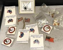 Dog Love Heart Necklace and Pendant and Lot of Collectible pins