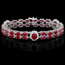 14k Gold 26.5ct Ruby 1.30ct Diamond Bracelet