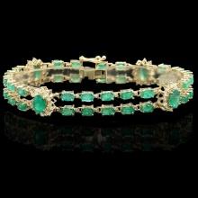 14k Gold 11ct Emerald 1.40ct Diamond Bracelet