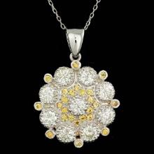 14k Gold 2.65ct Diamond 0.50ct Sapphire Pendant