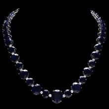 14k W Gold 164ct Sapphire 1.85ct Diamond Necklace