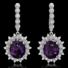 14K Gold 9.25ct Amethyst 1.44ct Diamond Earrings