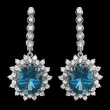 14k Gold 11.50ct Topaz 2.00ct Diamond Earrings