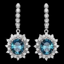 14k White Gold 8ct Topaz 1.80ct Diamond Earrings