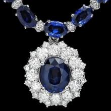 14k Gold 28ct Sapphire 3.35ct Diamond Necklace