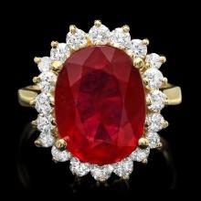 14k Yellow Gold 7.50ct Ruby 1.00ct Diamond Ring