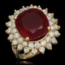 14K Gold 14.38ct Ruby 2.38ct Diamond Ring