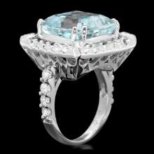 14k Gold 9.50ct Aquamarine 1.90ct Diamond Ring