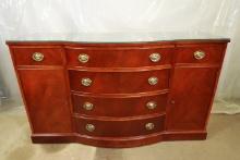 Mahogany Curved Front Buffet with Glass Top