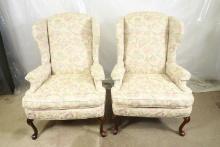 Pair of Queen Anne Style Wing Chairs