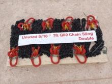 (8) Unused 5/16'' 7ft G80 Double Chain Slings