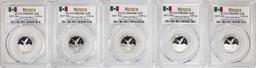 Lot of (5) 2017-Mo Mexico Proof 1/10 oz Silver Libertad Coins PCGS PR69DCAM