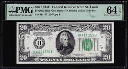 1934C $20 Federal Reserve Note St. Louis Fr.2057-Hnb PMG Choice Uncirculated 64EPQ