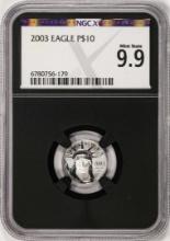 2003 $10 Platinum American Eagle Coin NGCX Mint State 9.9