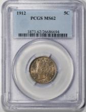 1912 Liberty V Nickel Coin PCGS MS62