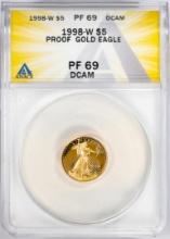 1998-W $5 Proof American Gold Eagle Coin ANACS PF69DCAM