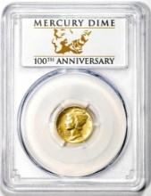 2016-W Mercury Dime Gold Centennial Commemorative Coin PCGS SP70 First Strike