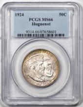 1924 Huguenot Tercentenary Commemorative Half Dollar Coin PCGS MS66 Nice Toning