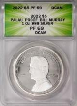 2022 $5 Palau Proof Bill Murray Silver Coin ANACS PF69DCAM