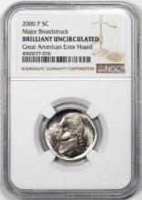 2000-P Jefferson Nickel Coin Error Major Broadstruck NGC Brilliant Uncirculated