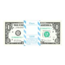 Pack of (100) Consecutive 2017A $1 Federal Reserve STAR Notes New York