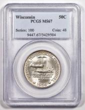 1936  Wisconsin Territorial Centennial Commemorative Half Dollar Coin PCGS MS67