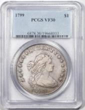 1799 $1 Draped Bust Silver Dollar Coin PCGS VF30