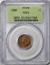 1860 Indian Cent Coin PCGS MS63 Old Green Holder