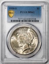 1934-S $1 Peace Silver Dollar Coin PCGS MS62