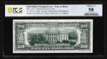 1977 $20 Federal Reserve Note Philadelphia Full Offset Error PCGS Choice AU58