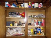 Contents of Cabinet on Wall (See Photo) Sandpaper, Paint, Caulk, Steel Wool